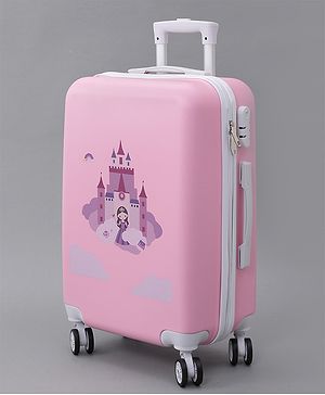 Pine Kids Trolley Luggage Bags Pink - 22 inch| Shock Resistant| Telescopic Handle| Water Resistant| Easy Zipper Closure| Durable Wheels