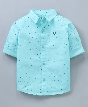 Allen Solly Juniors Cotton Full Sleeves Shirt Triangle Print - Blue
