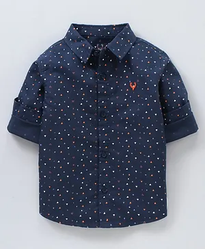Allen Solly Juniors Cotton Full Sleeves Shirt Triangle Print - Navy Blue