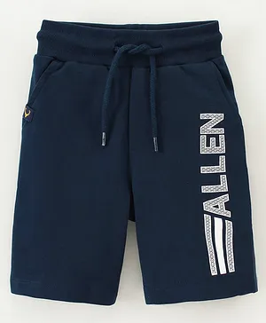 Allen Solly Juniors Knee Length Cotton Shorts Text Print - Blue