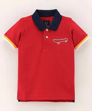 Allen Solly Juniors Half Sleeves T-Shirt Logo Patch - Red