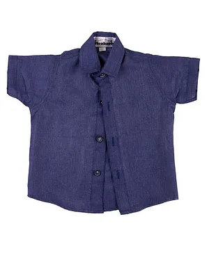 Mittenbooty Half Sleeves Solid Colour Shirt - Navy Blue