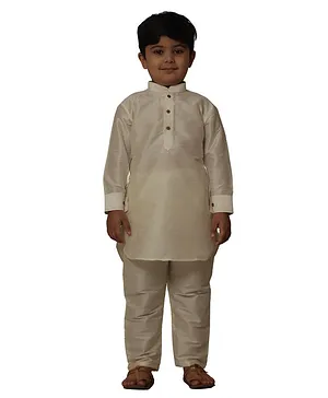 Pehanaava Full Sleeves Melange Style Kurta & Pajama Set - Cream