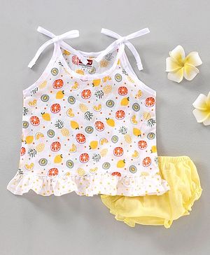 Babyhug 100% Cotton Fruit Printed Jhabla With Bloomer - Multicolour