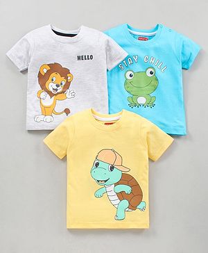 Babyhug Half Sleeves T-Shirts Animal Print Pack Of 3 - Multicolor