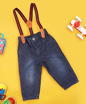 Kicks & Crawl Jeans With Detachable Suspenders - Navy Blue