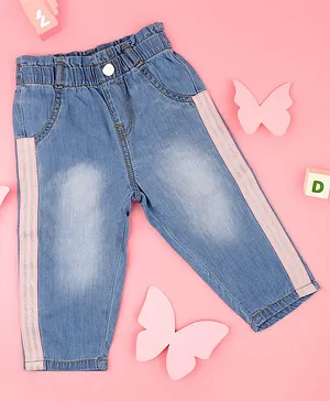 Kicks & Crawl Side Strip Detailing Straight Fit Jeans - Light Blue & Pink