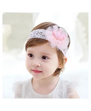 Ziory Lace Headband with Crown Motif - Pink