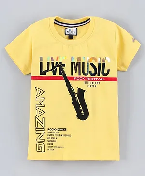 Noddy Half Sleeves Live Music Print T Shirt - Yellow
