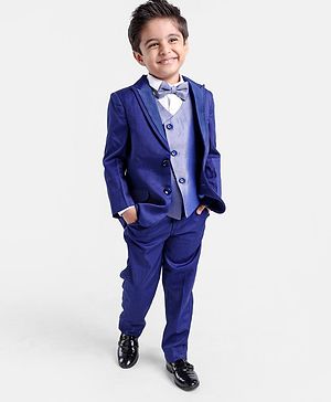 Babyhug Full Sleeves Solid Party Wear Suit - Navy
