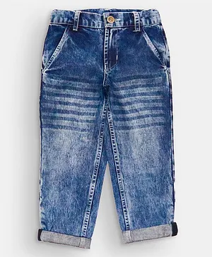 Little Carrot Full Length Washed Pattern Jeans - Blue