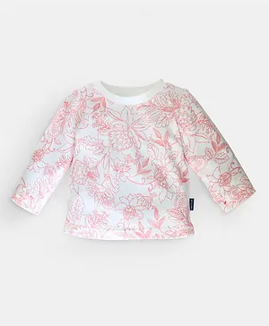 Little Carrot Full Sleeves Floral Print Top - White & Red
