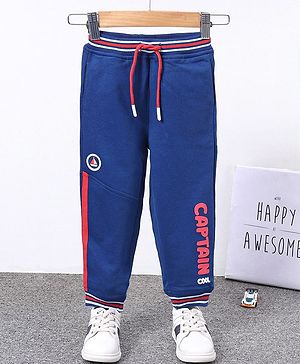 Babyhug Full Length Lounge Pants Text Print - Blue