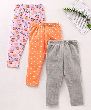 Babyhug Full Length Knit Multi Print & Solid Leggings Pack of 3 - Multicolor