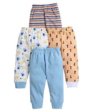 BUMZEE Pack Of 4 Elephant Stripe And Solid Printed Shorts - Blue Orange