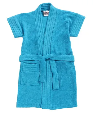 Bumzee Half Sleeves Solid Bathrobe - Blue
