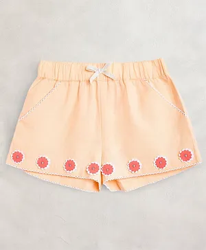 Cherry Crumble by Nitt Hyman Floral Work Shorts - Peach