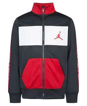 Jordan Full Sleeves Colour Block Pattern Jacket - Black & Red