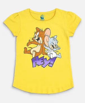 Kidsville Half Sleeves Tom & Jerry Print Tee - Yellow