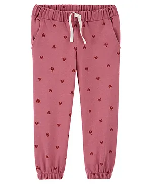 Carter's Heart Pull On French Terry Joggers - Pink