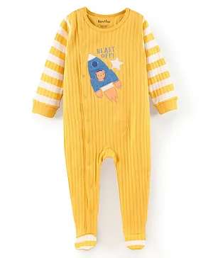 Bonfino Full Sleeves Sleepsuit Rocket Patch - Yellow