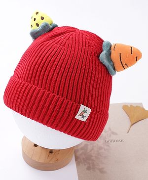 Babyhug Caps Red With Horns - Diameter 11 cm