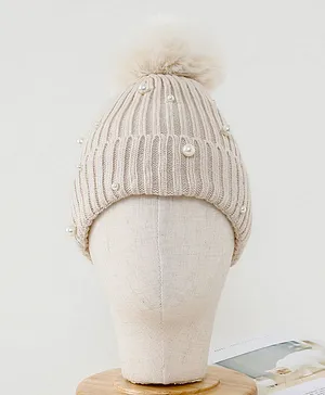 Babyhug Woollen Cap Beige - Circumference 35 cm
