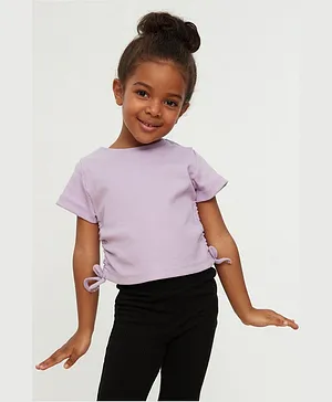 Trendyol Half Sleeves Cotton T-Shirt - Lilac