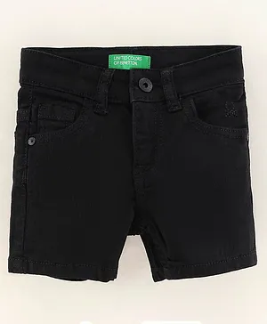UCB Mid Thigh Solid Color Denim Shorts - Black
