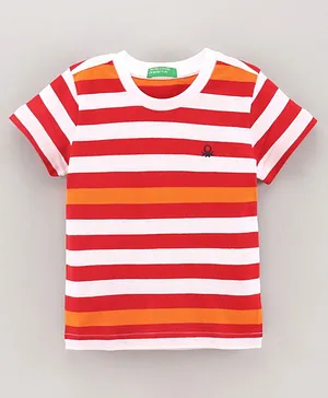 UCB Half Sleeves Striped T-Shirt - White Red