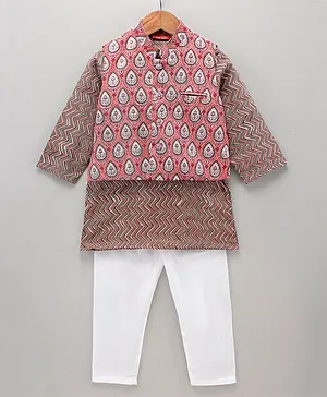 Exclusive from Jaipur Full Sleeves Kurta Pyjama Set Abstract Print - Multicolor