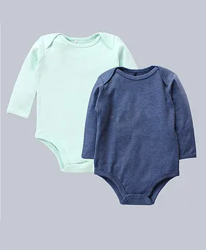 Kadam Baby Set of Two Full Sleeves Solid Onesies - Blue