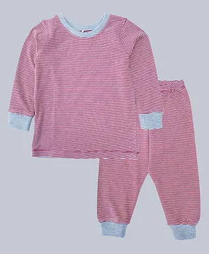 Kadam Baby Full Sleeves Striped Print Top With Pyjama - Purple