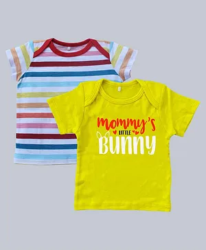 Kadam Baby Pack Of 2 Mommy's Little Bunny Print Half Sleeves Easter Tees - Multi Colour