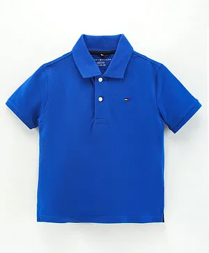 Tommy Hilfiger Half Sleeves Solid T-Shirt - Blue