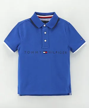Tommy Hilfiger Half Sleeves T-Shirt Logo Print - Blue