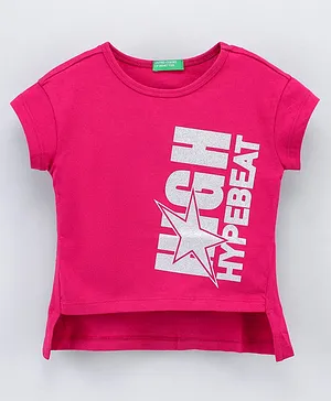 UCB Half Sleeves T Shirt Text Print- Pink