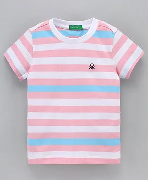 UCB Half Sleeves T Shirt Stripes Print- Pink