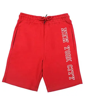 Wear Your Mind New York City Text Print Shorts - Red