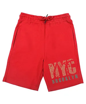 Wear Your Mind NYC Text Print Shorts - Red