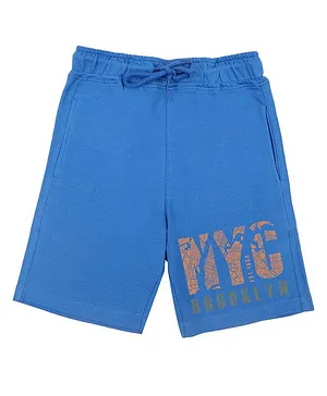 Wear Your Mind NYC Text Print Shorts - Royal Blue