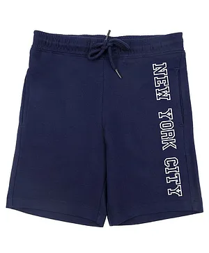Wear Your Mind New York City Text Print Shorts - Navy Blue