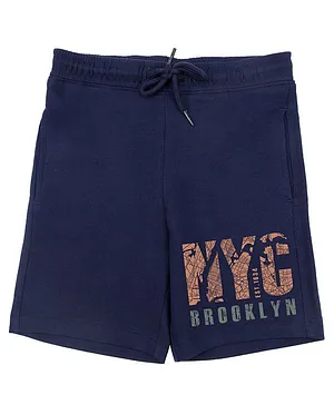 Wear Your Mind NYC Text Print Shorts - Navy Blue