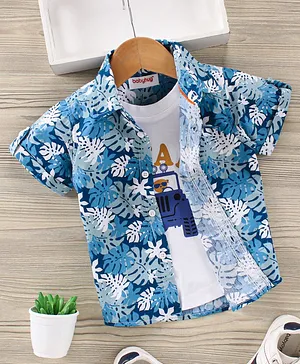 Babyhug Half Sleeves Cotton Shirt Toffer Printed - Blue