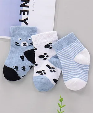 Cute Walk by Babyhug Cotton Knit Regular Length Antibacterial Socks Multi Design Pack Of 3 - Multicolour