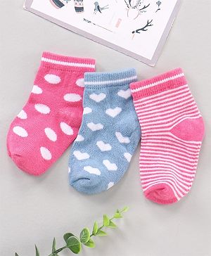 Cutewalk By Babyhug Anti Bacterial Ankle Length Socks Multi Design Pack Of 3 - Multicolour