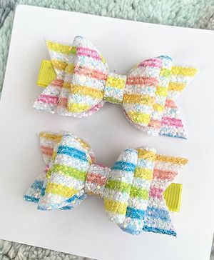 FOLLOW THE NEEDLE Rainbow Bow Hair Clip - Yellow