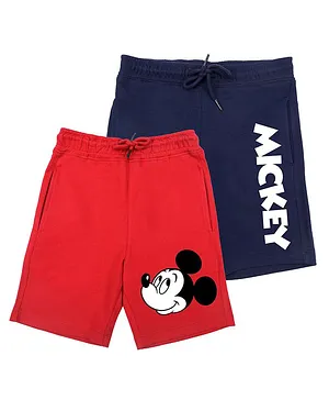 Disney By Wear Your Mind Mickey Mouse Print Pack Of 2 Shorts - Navy Blue & Red