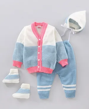 Babyhug Full Sleeves Sweater Set - Multicolor