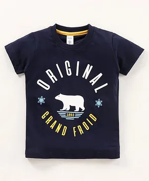 Grab It Half Sleeves T-shirt Polar Bear Print - Black